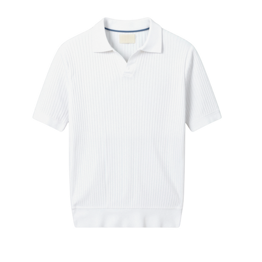 Men's Short Sleeve Polo Ribbed Cotton Shirt - Fashinoza