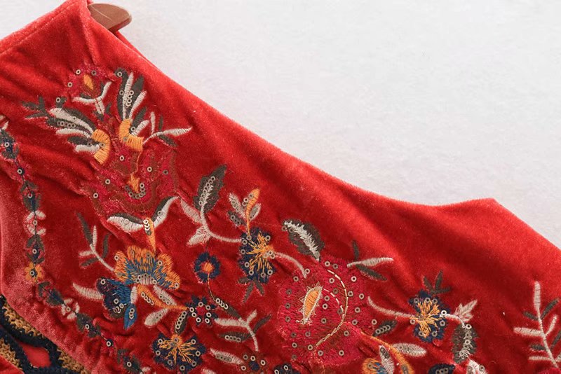 Women's Boho Velvet Waistcoat Floral Pattern