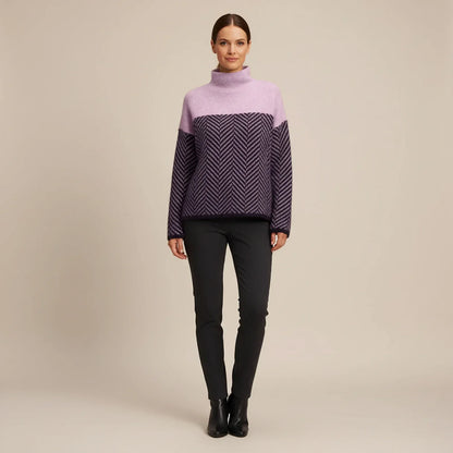 Jacklyn | Women's Spring Turtleneck Color Block Sweater