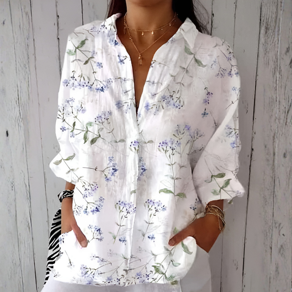 Women's Plus Size Long Sleeve Patterned Shirt - Fashinoza