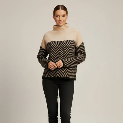 Jacklyn | Women's Spring Turtleneck Color Block Sweater