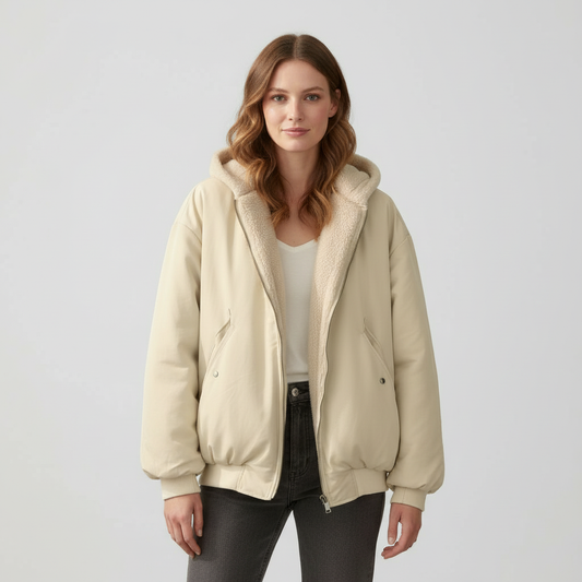 Women's Hooded Bomber Jacket - Fashinoza