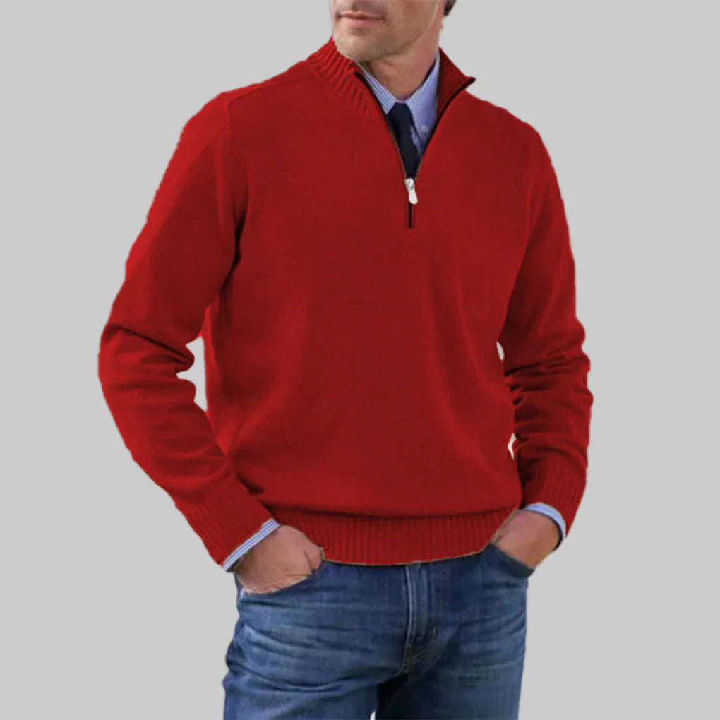 Men's Half-Zip Sweater Layered Style - Fashinoza