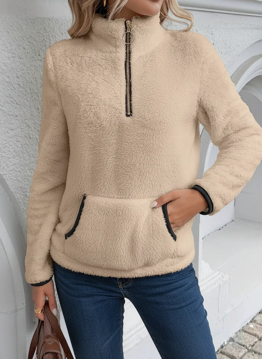 Women's Fleece Half Zip Sweater - Fashinoza