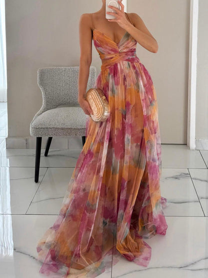 Women's Floral Maxi Dress Sleeveless - Fashinoza