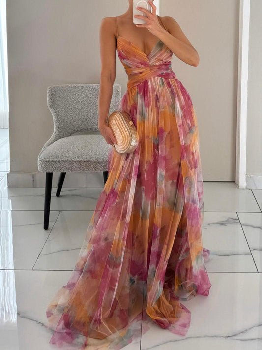 Women's Floral Maxi Dress Sleeveless - Fashinoza