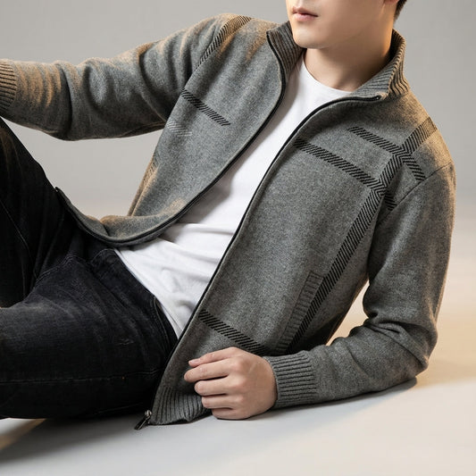 Men's Full Zip Casual Jacket Stand Collar - Fashinoza