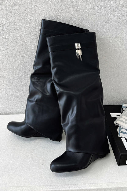 Women's Black Knee-High Leather Boots