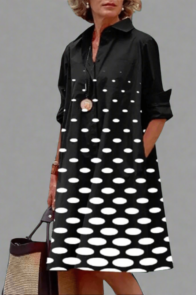 Women's Polka Dot Mini Shirt Dress - Fashinoza