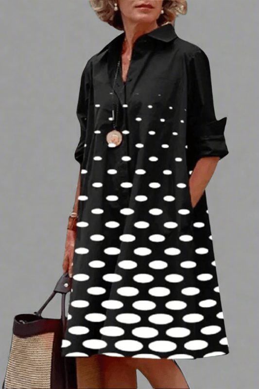 Women's Polka Dot Mini Shirt Dress - Fashinoza