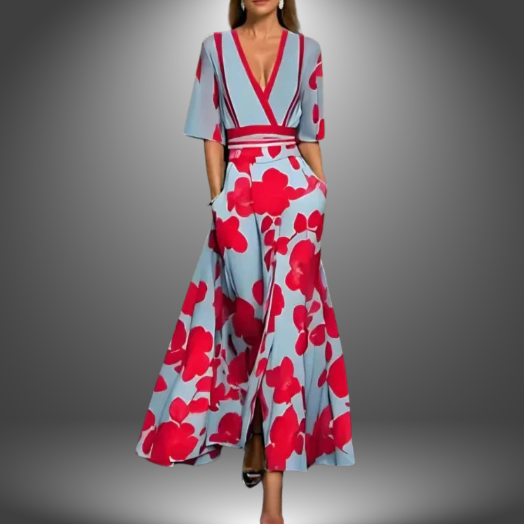 Women's Floral Maxi Wrap Dress - Fashinoza