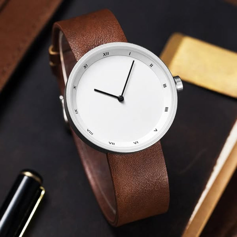 Men's Roman Numeral Leather Wristwatch Elegant - 
Fashinoza