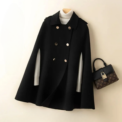 Womens Wool Batwing Coat - 
Fashinoza