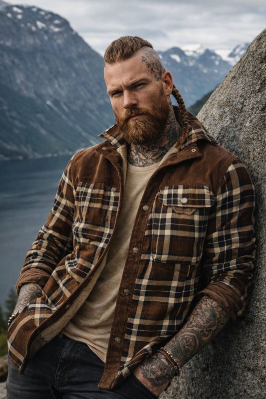 Men's Plaid Button Front Jacket - Fashinoza