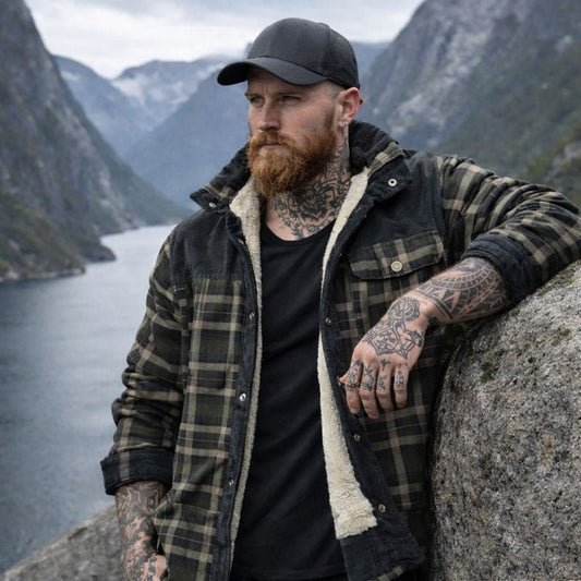 Men's Plaid Snap Front Jacket Shirt - Fashinoza