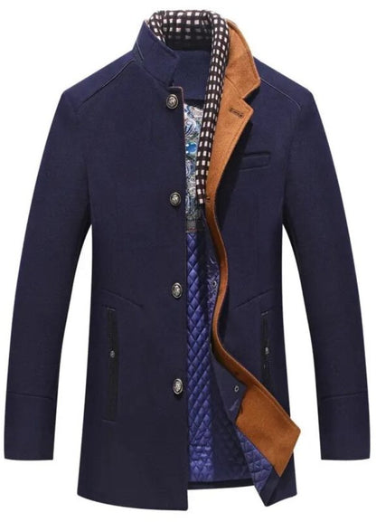 Men's Winter Coat Stand Collar Button Front - Fashinoza