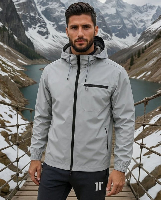 Men's Zip-Up Jacket Detachable Hood - Fashinoza