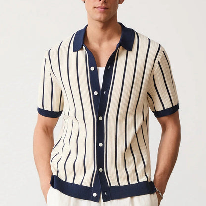 Men's Vertical Striped Polo Shirt - Fashinoza