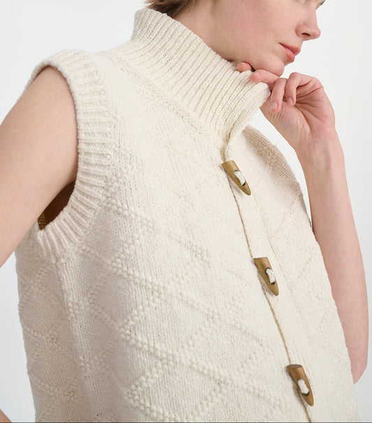 Women's Button Front Sweater Vest - Fashinoza