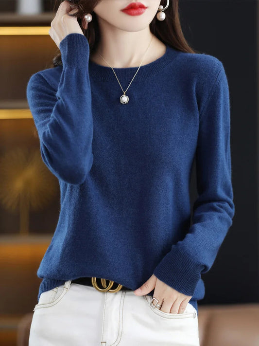Women's Fitted Crewneck Sweater - Fashinoza