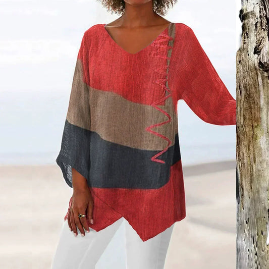 Women's Long V-Neck Shirt - Fashinoza