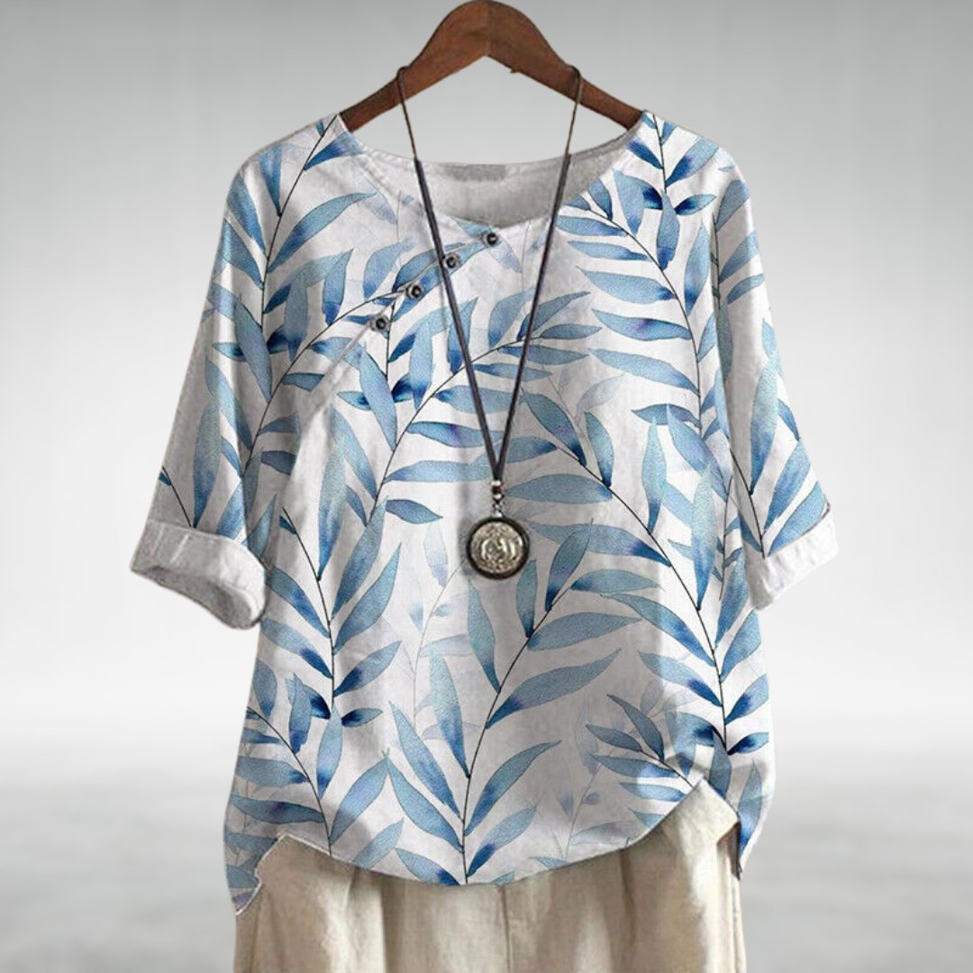 Women's Asymmetric Button Blouse Printed