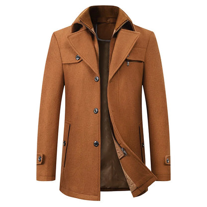 Men's Mid-Length Button Front Winter Jacket