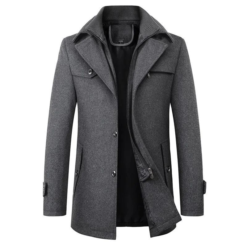Men's Mid-Length Button Front Winter Jacket - Fashinoza