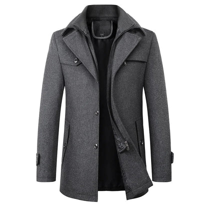 Men's Mid-Length Button Front Winter Jacket - Fashinoza