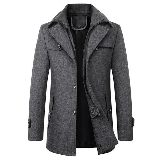 Men's Mid-Length Button Front Winter Jacket - Fashinoza