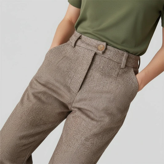 Men's Herringbone Straight Leg Dress Pants - Fashinoza