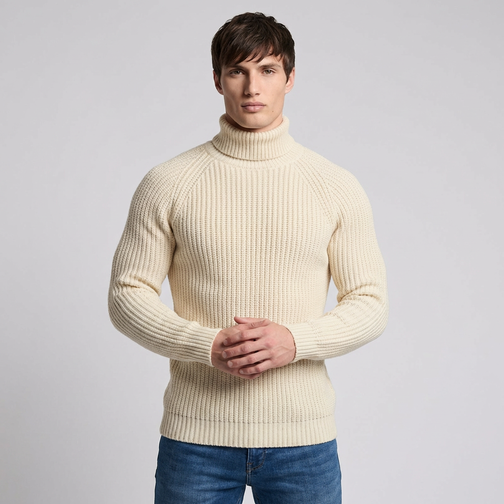 Men's Turtleneck Knit Sweater - Fashinoza