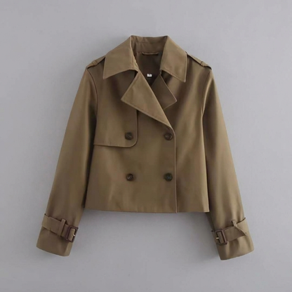 Women's Cropped Trench Coat Double Breasted