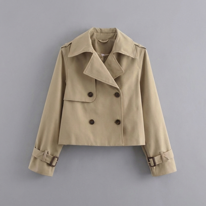 Women's Cropped Trench Coat Double Breasted