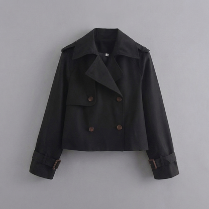 Women's Cropped Trench Coat Double Breasted