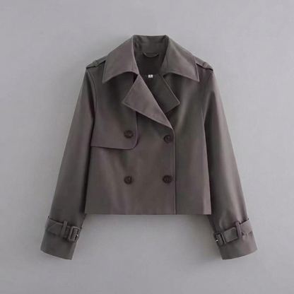 Women's Cropped Trench Coat Double Breasted