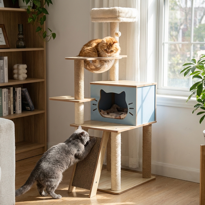 Wooden Cat Tree Tower Multi-Level