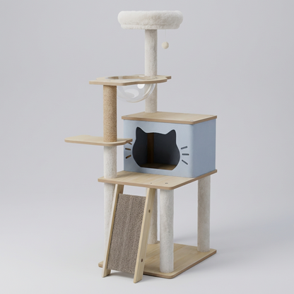 Wooden Cat Tree Tower Multi-Level - Fashinoza