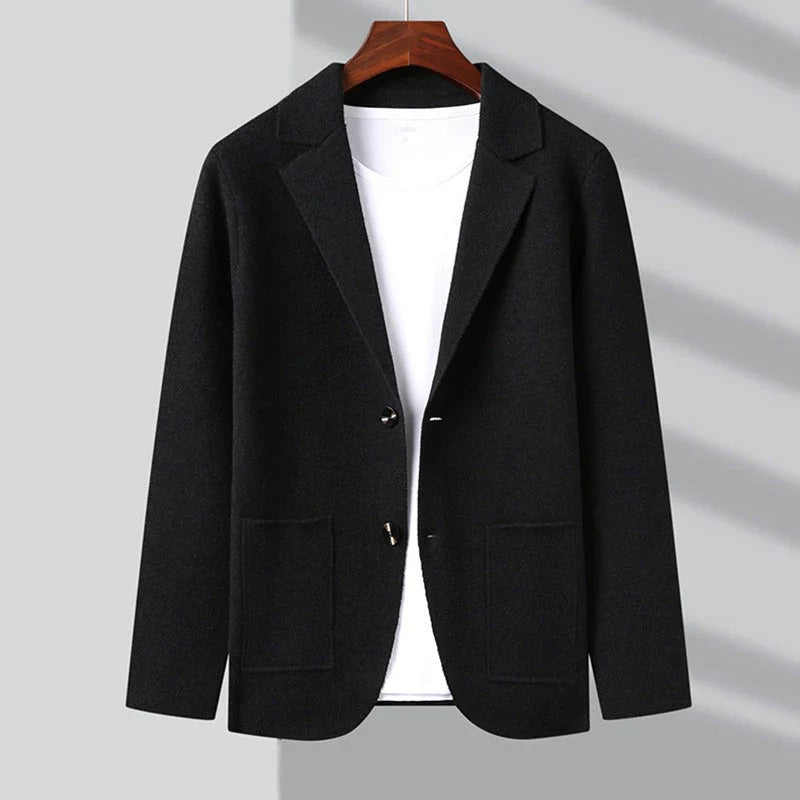 Men's Cardigan Blazer Lapel Collar Patch Pockets - Fashinoza