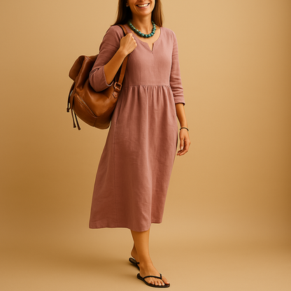 Women's High Waist Midi Dress - 
Fashinoza