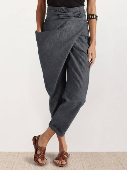 Women's High Waist Cropped Tapered Pants - Fashinoza