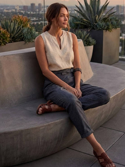 Women's High Waist Cropped Tapered Pants