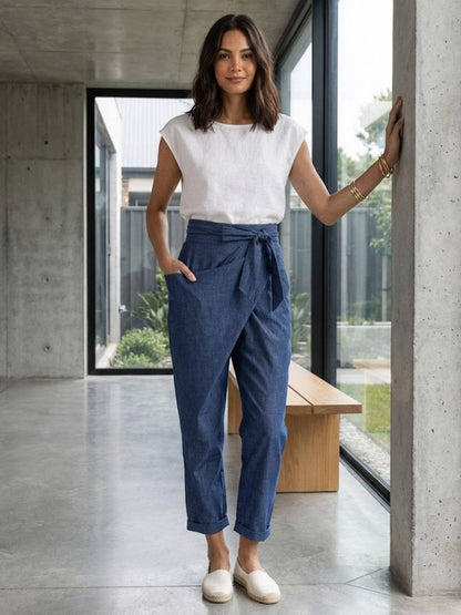 Women's High Waist Cropped Tapered Pants