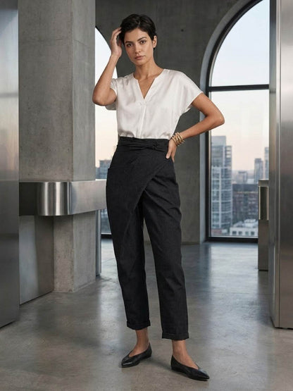Women's High Waist Cropped Tapered Pants