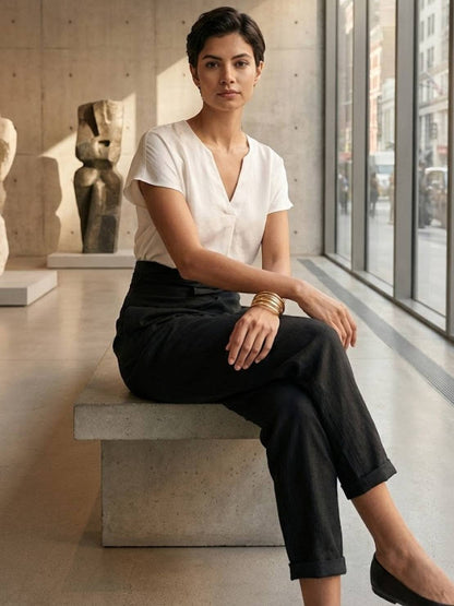 Women's High Waist Cropped Tapered Pants