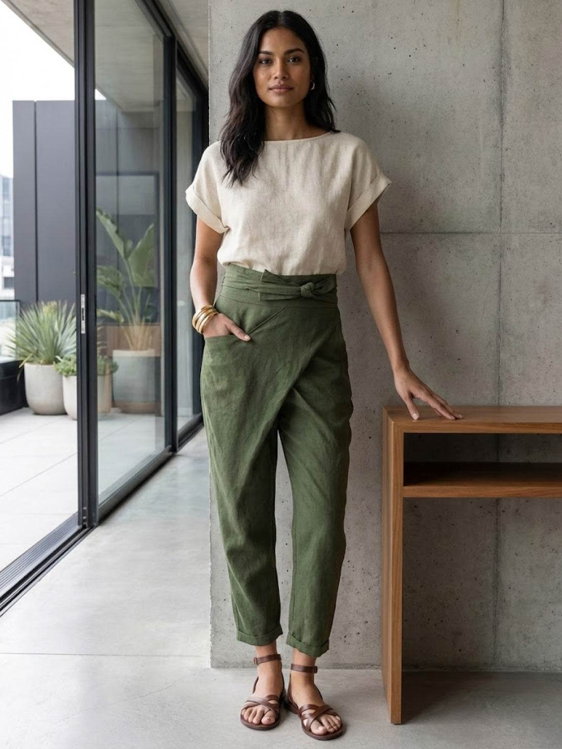 Women's High Waist Cropped Tapered Pants