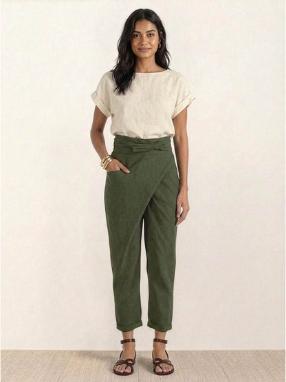 Women's High Waist Cropped Tapered Pants