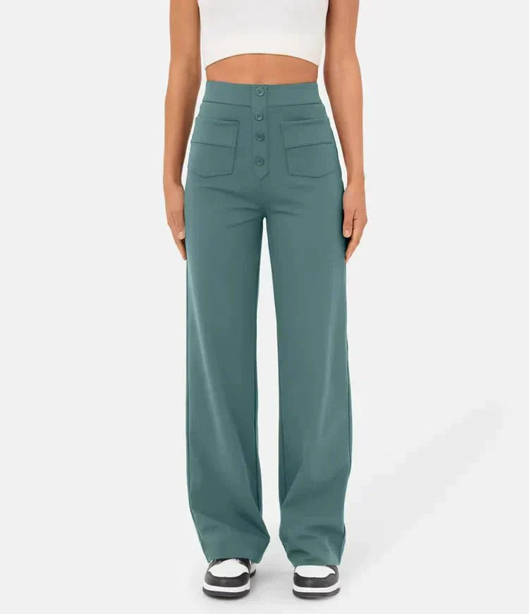 Women's Straight Leg Elastic Pants High Waist Casual - Fashinoza