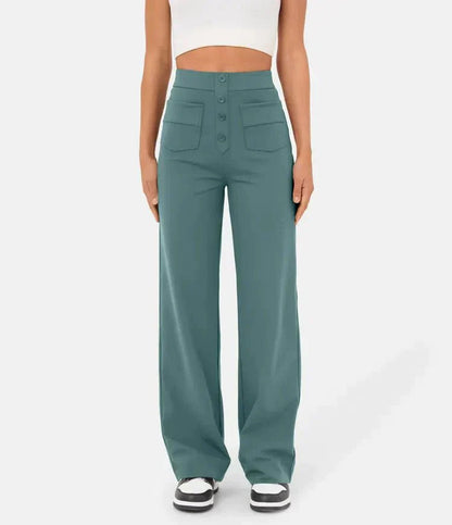 Women's Straight Leg Elastic Pants High Waist Casual - Fashinoza