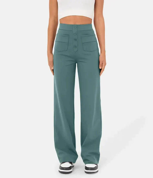 Women's Straight Leg Elastic Pants High Waist Casual - Fashinoza